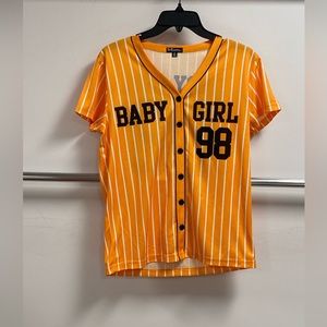 Plus Size Baby Girl Mesh Baseball Short Sleeve Tee